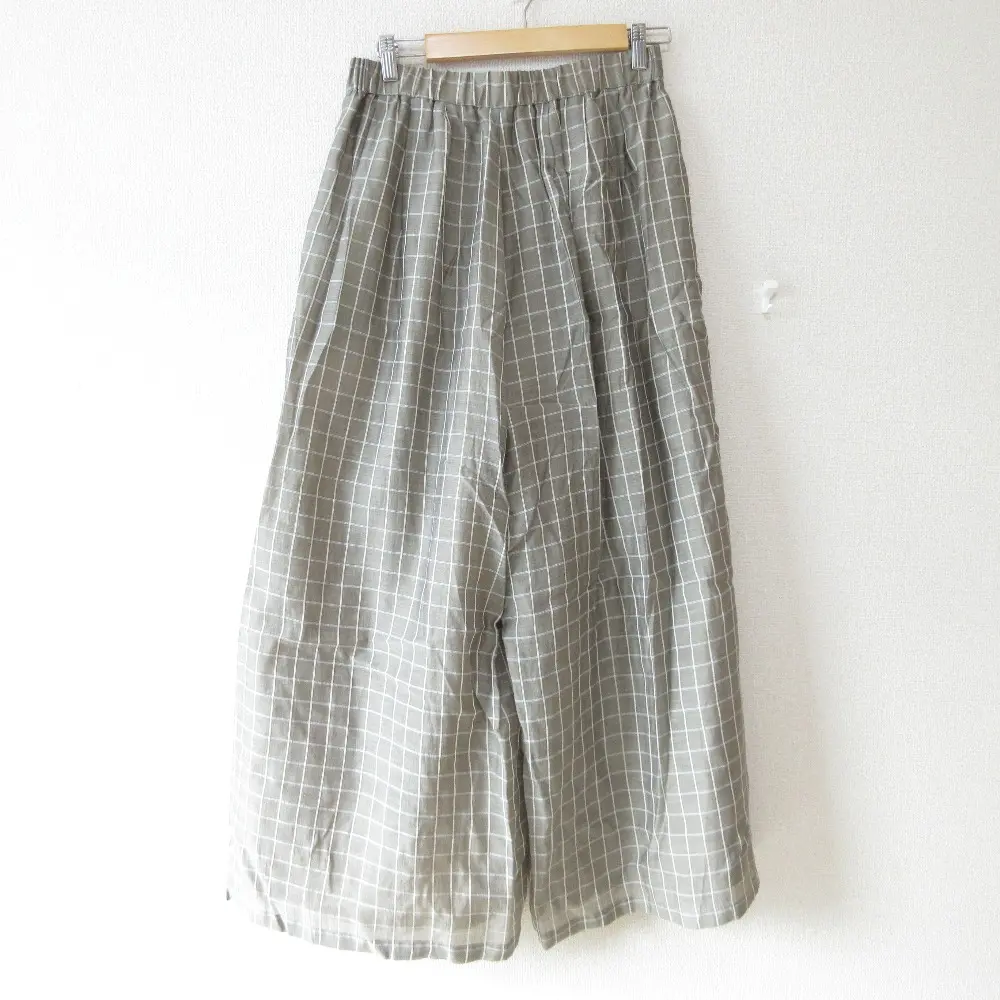 24AW INGEBORG インゲボルグ ウィンドウチェックワイドパンツ イージー スラックス A2243FP 274 サイズ4 11号 ベージュ