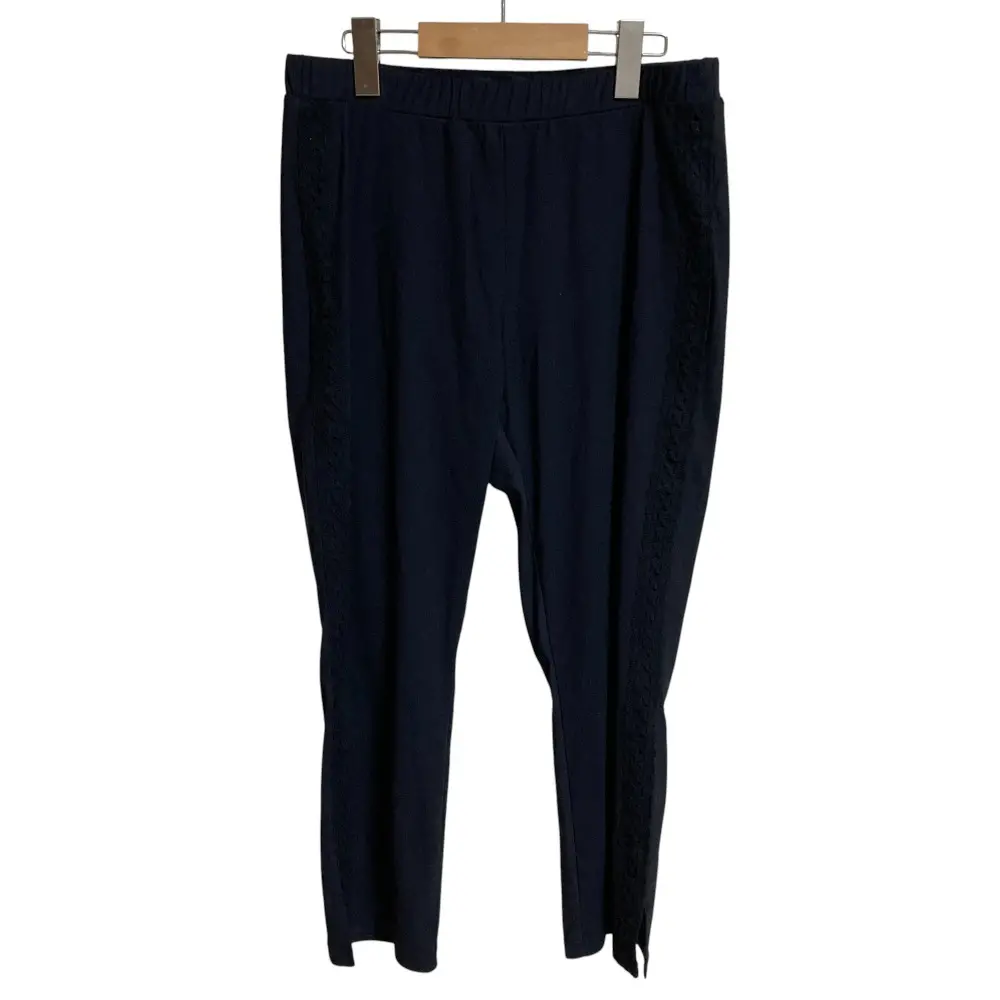 24AW INGEBORG インゲボルグ サイドレース使いカットソーパンツ ストレッチ イージー スラックス サイズ4 ネイビー