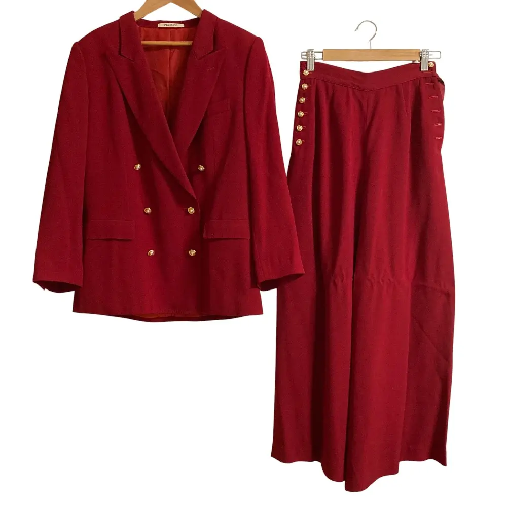 INGEBORG インゲボルグ パールボタン ダブルジャケット パンツ スーツ セットアップ レッド