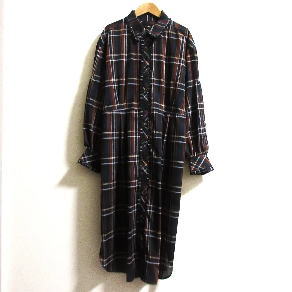 INGEBORG インゲボルグ オリジナルチェックシャツワンピース サイズ4 グリーン