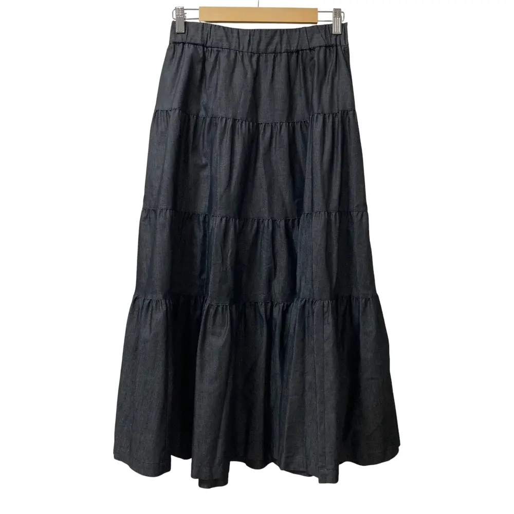 INGEBORG インゲボルグ カイハラライトデニムティアードスカート サイズ4 ブラック