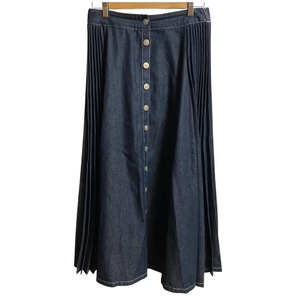 INGEBORG インゲボルグ サイドプリーツデザインフレアーデニムスカート A2213FS011 サイズ6 インディゴ