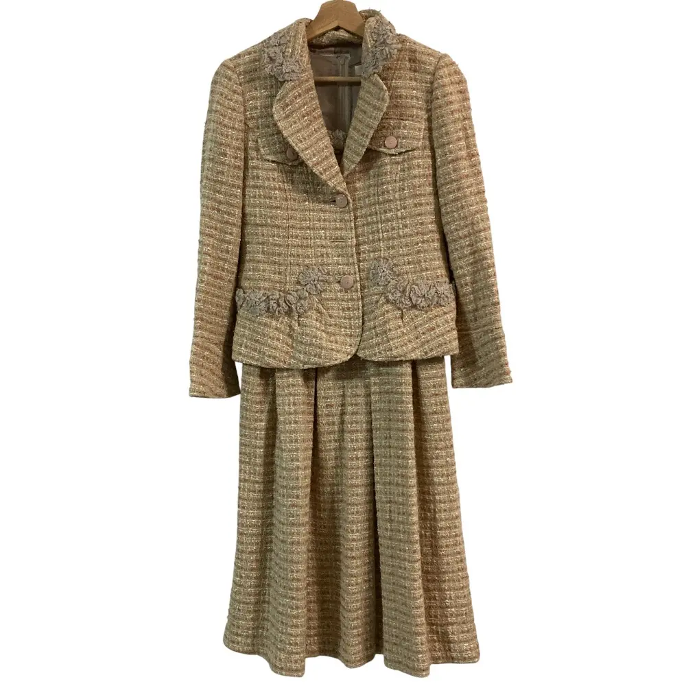 INGEBORG インゲボルグ ツイード ジャケット ワンピース アンサンブル セットアップ サイズ9 ピンク ベージュ