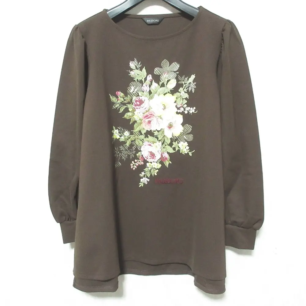 INGEBORG インゲボルグ チェックブーケワンポイントpt.カットソー A2253UPO461 3 ブラウン