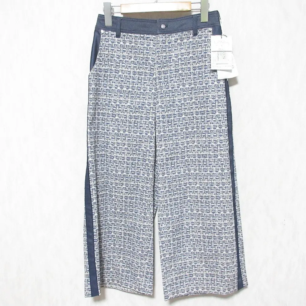 INGEBORG インゲボルグ リントンプリントデニムコンビクロップドパンツ A2221FP255 サイズ3 ネイビー