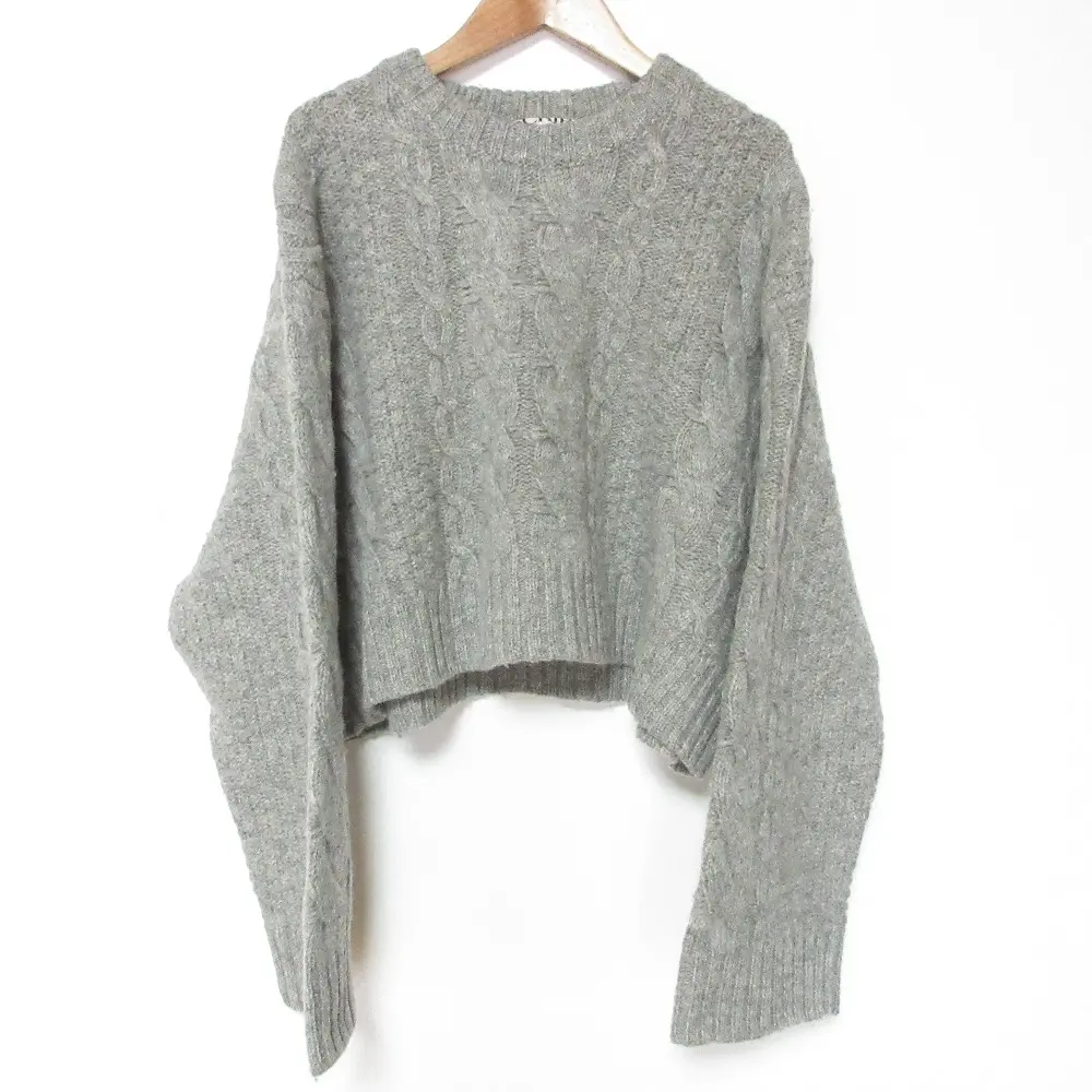 INSCRIRE アンスクリア ショート丈 ケーブルニット セーター グレー