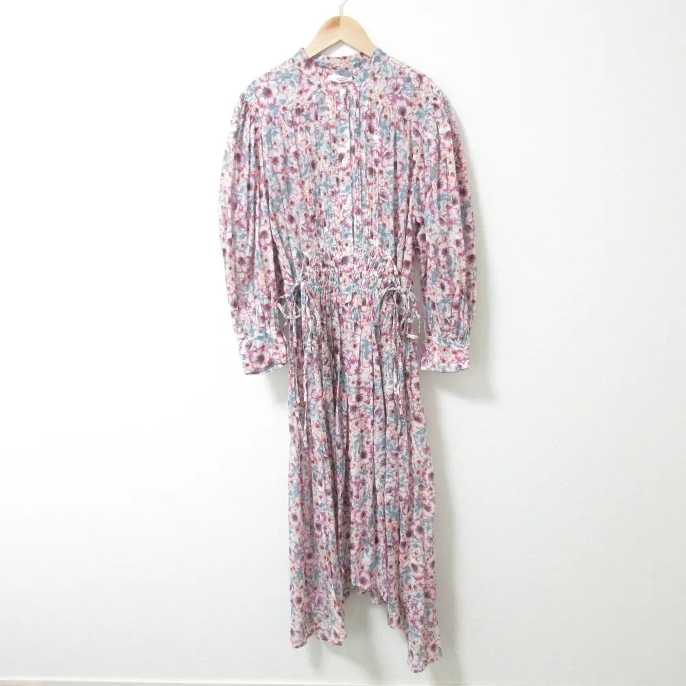 21AW ISABEL MARANT ETOILE イザベルマランエトワール ROBE ARINA 花柄 ボリュームスリーブ ロングワンピース 34 パープルの買取実績【2024年12月買取】