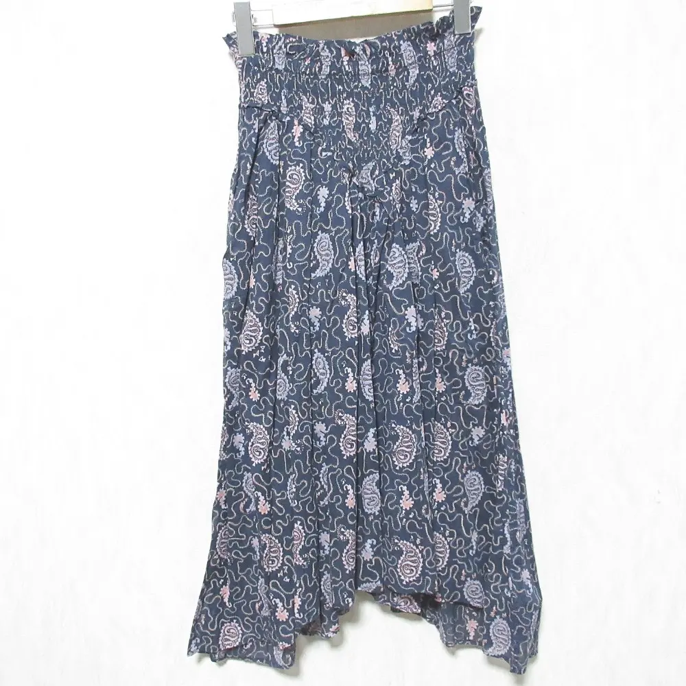 21AW Isabel Marant イザベルマラン エトワール ABLIA アシンメトリックヘムスカート 78-05-13-05004 34 ネイビー