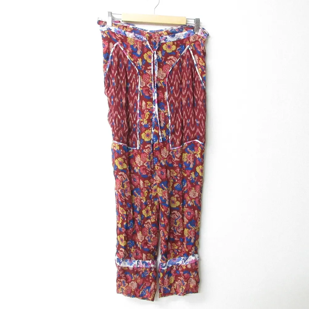 22SS ISABEL MARANT ETOILE イザベルマランエトワール RYAMA プリント ドロスト パンツ 34 レッド系