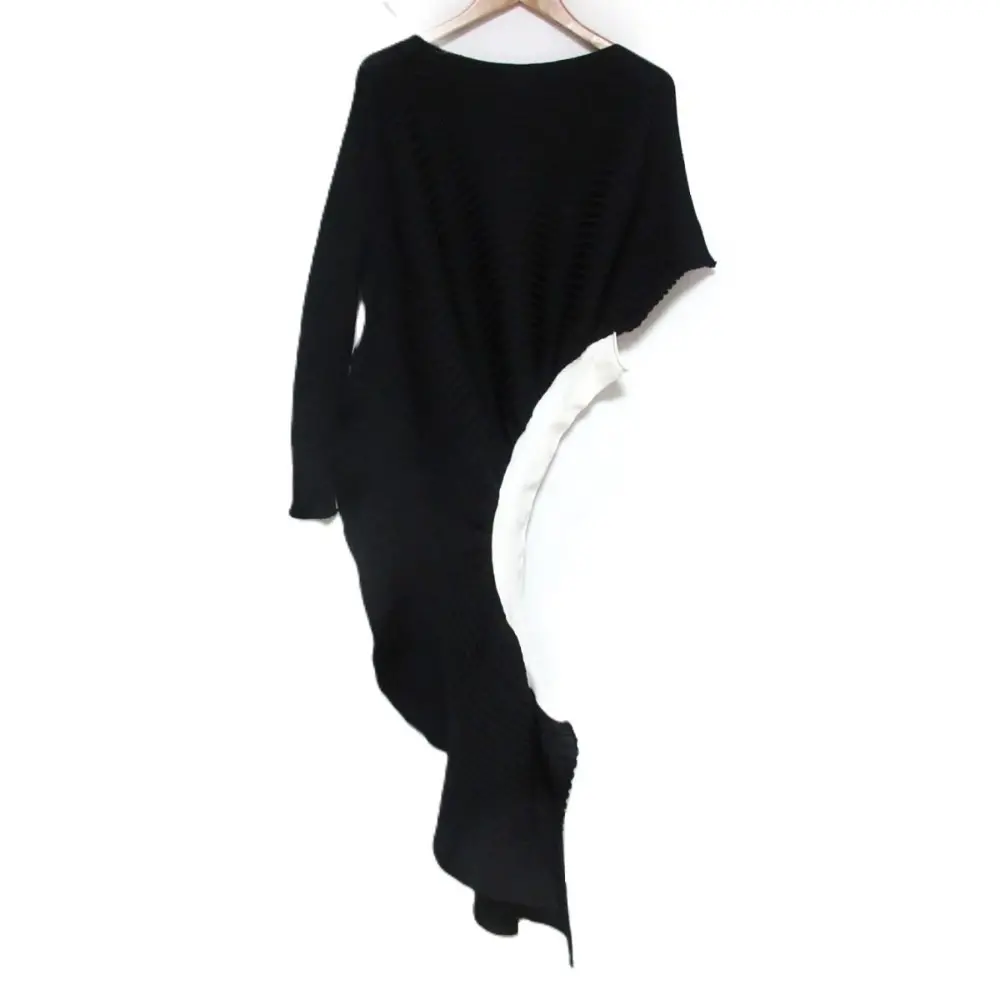 23SS ISSEY MIYAKE イッセイミヤケ FLUIDITY TUBE ストレッチ 変形 アシンメトリー ワンピース ドレス 2 ブラック
