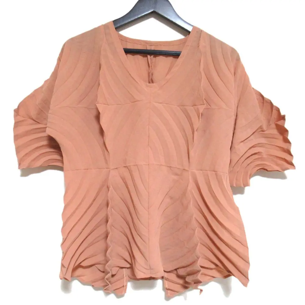 23SS ISSEY MIYAKE イッセイミヤケ 3Dスチーム ショートスリーブ プルオーバー プリーツ ブラウス カットソー 2 ベージュ