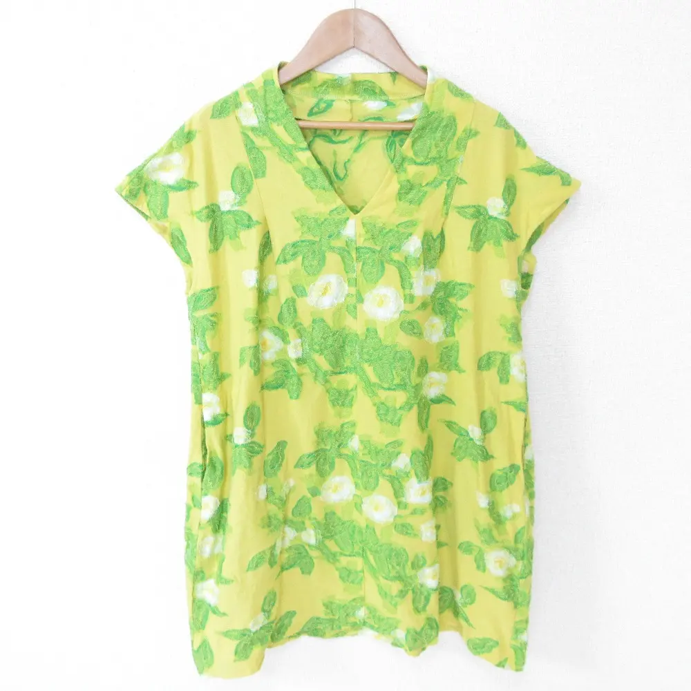 【希少】イッセイミヤケ ジャガード刺繍 チュニック カットソー 花柄 ブラック HaaT ISSEY MIYAKE ハート イッセイミヤケ フラワージャガード 刺繍