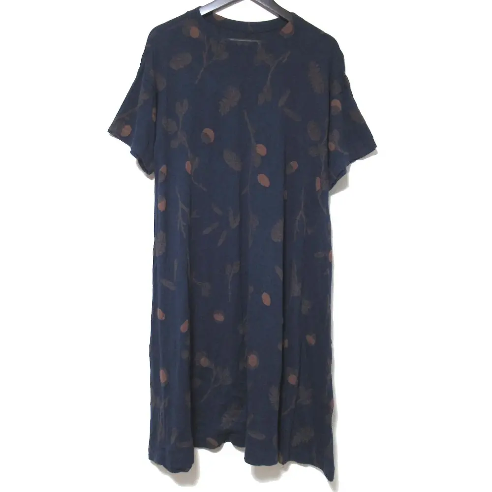 HaaT ISSEI MIYAKE ハート イッセイミヤケ ひざ丈 総柄 ジャガード ショートスリーブ ニット ワンピース HA03JH177 2 ネイビー