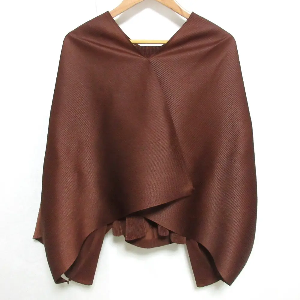 ISSEY MIYAKE イッセイミヤケ プリーツ 変形トップス ケープ型 カットソー IM12FJ057 2 ブラウン