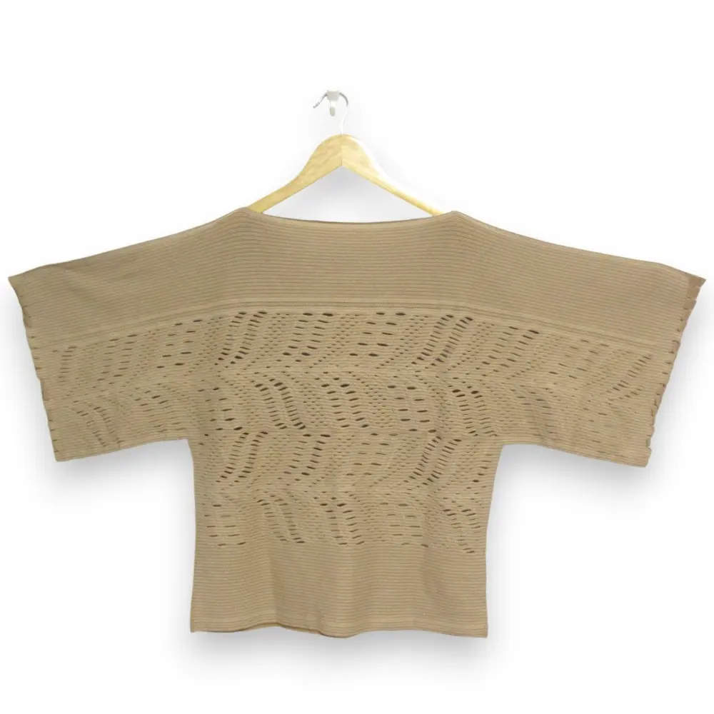 ISSEY MIYAKE イッセイミヤケ A-POC INSIDE  カットワーク 半袖 プルオーバー ニットカットソー IM62KK706 サイズ2 ベージュ系