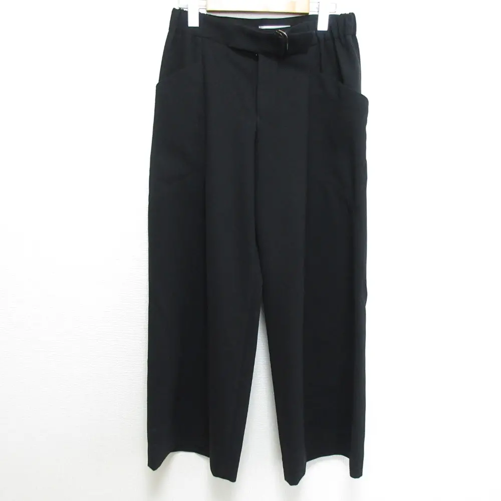 ISSEY MIYAKE イッセイミヤケ ベルト付 ワイドパンツ サイズ2 ブラック