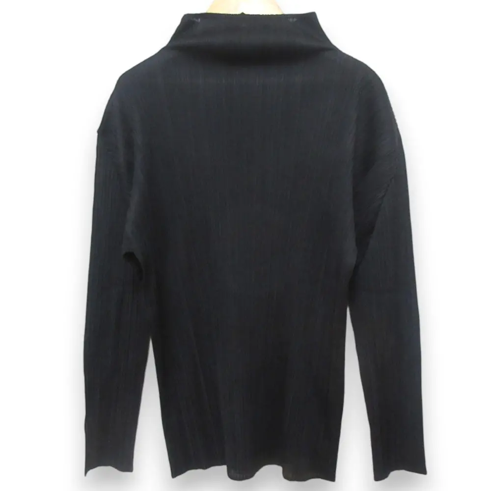 ISSEY MIYAKE イッセイミヤケ ハイネック 長袖 プルオーバー プリーツカットソー IM31-JK561 Mサイズ ブラック