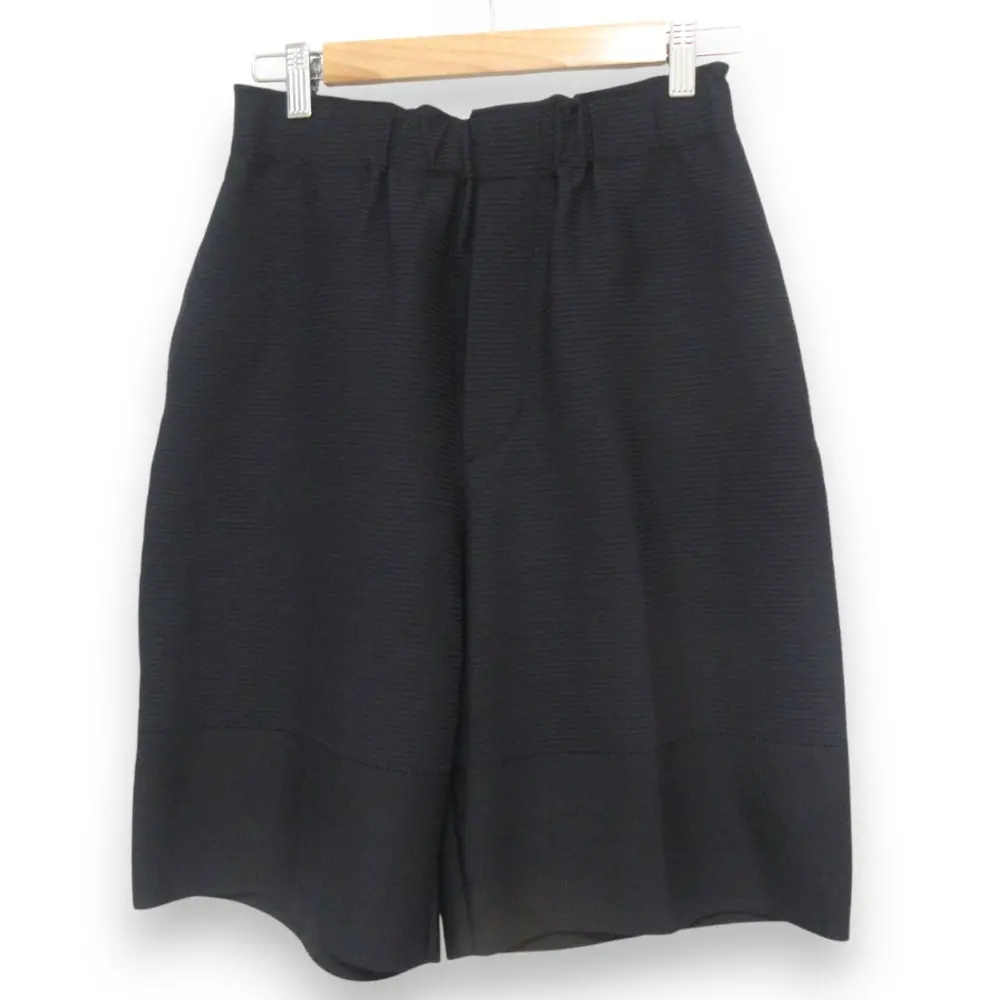 23AW ISSEY MIYAKE イッセイミヤケ ボーダーリブ イージーショーツ ショートパンツ IM33KF300 サイズ2 ブラック