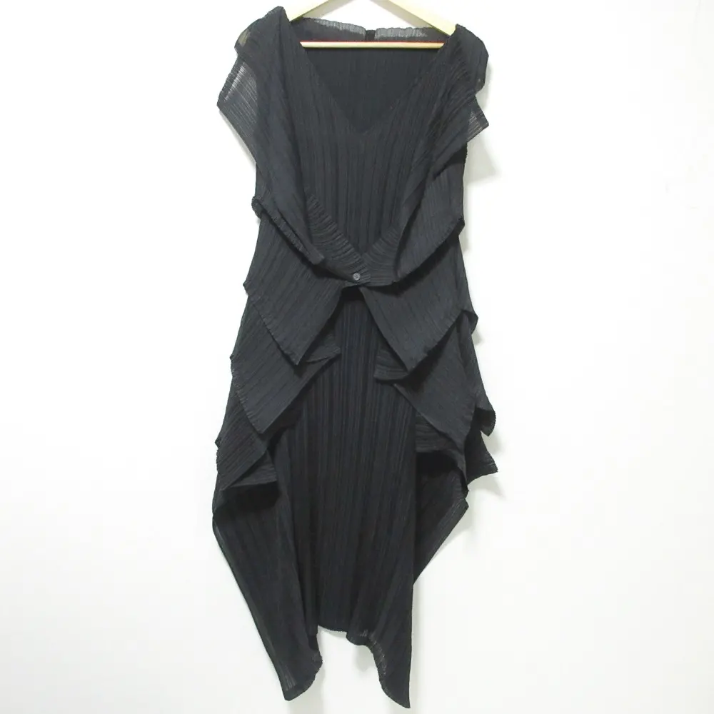 ISSEY MIYAKE イッセイミヤケ 変形デザイン プリーツ ロングドレス ワンピース 2 ブラック