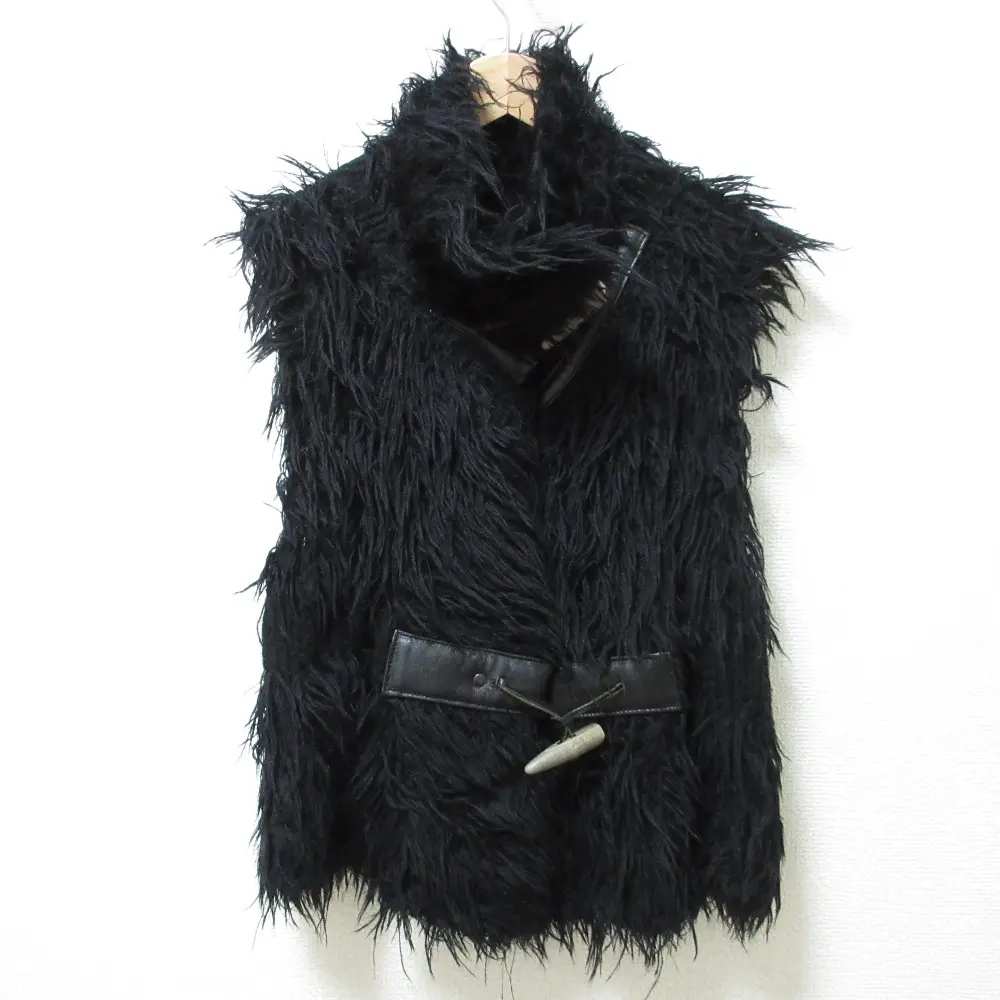 ISSEY MIYAKE イッセイミヤケ Knit fur vest モヘアファーニット スタンドカラー ダッフルベスト IM33KE500 2 ブラック