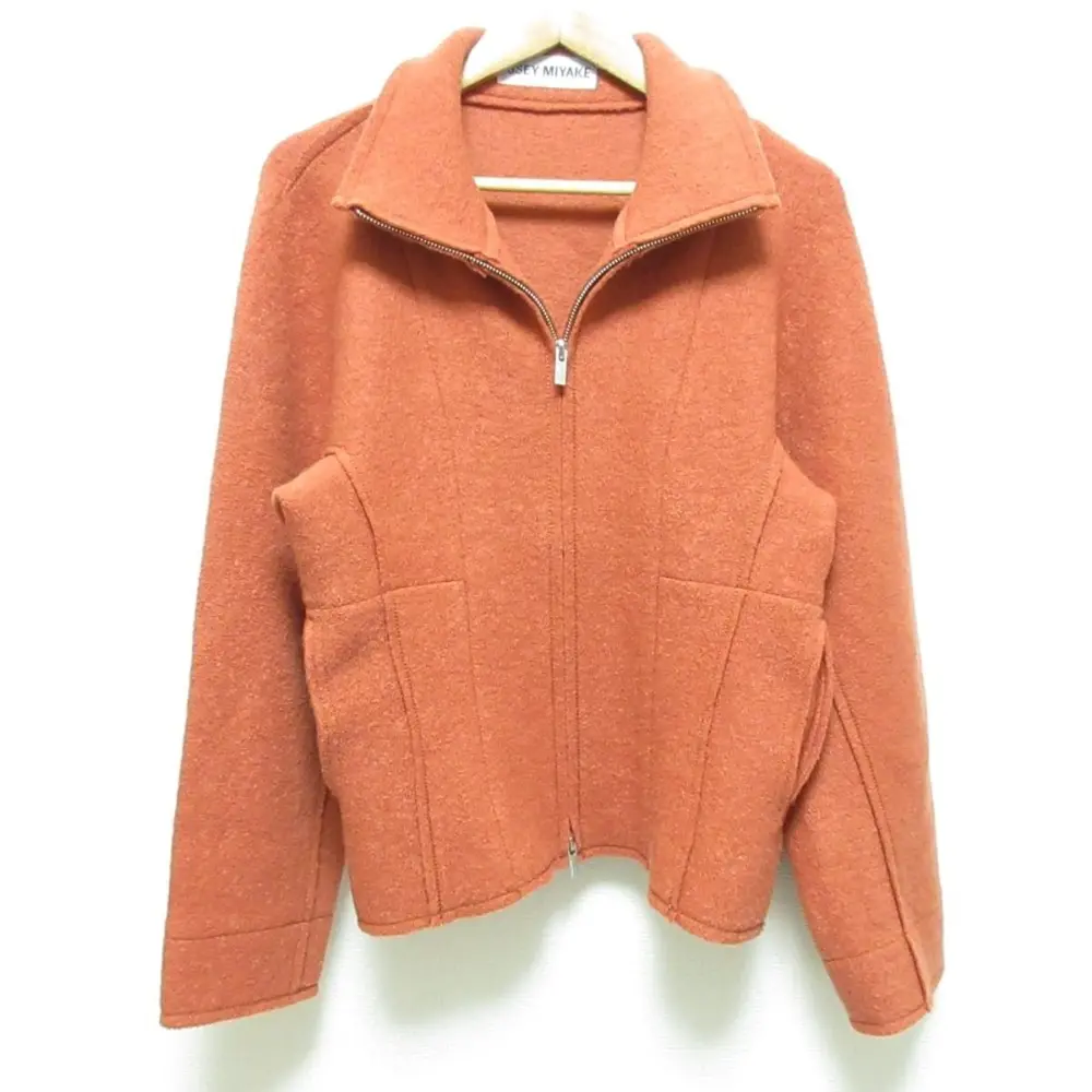 22AW ISSEY MIYAKE イッセイミヤケ ZIP FRONT WOOL JACKET ダブルジップ ジャケット ブルゾン IM23K068 サイズ2 オレンジ