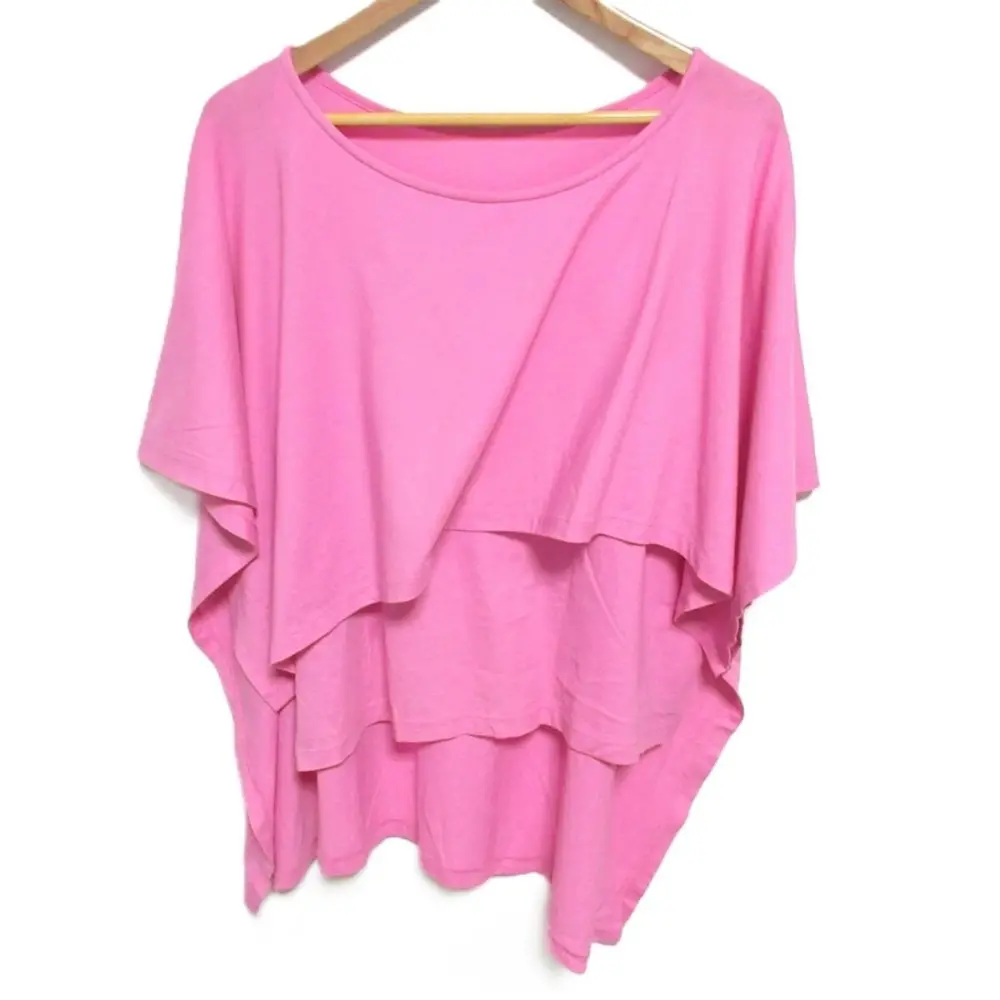 23SS ISSEY MIYAKE イッセイミヤケ レイヤード トップス アシンメトリーカットソー 2 ピンク