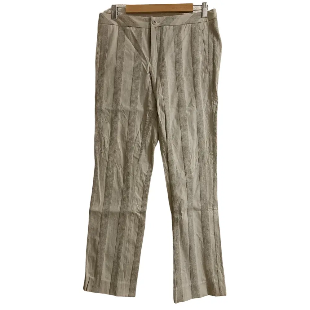 ISSEY MIYAKE FETE イッセイミヤケ ストライプ ストレッチ パンツ サイズ3 ベージュ