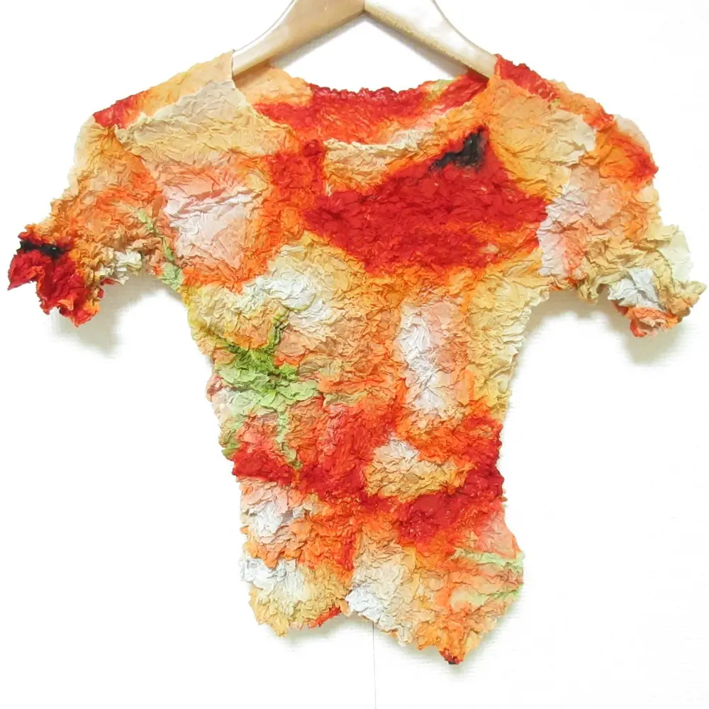 ISSEY MIYAKE FETE イッセイミヤケ カリフラワープリーツ マーブルカットソー サイズ2 マルチカラー