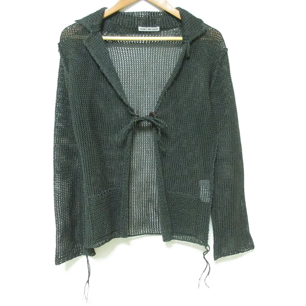 ISSEY MIYAKE イッセイミヤケ 和紙ニット メッシュジャケット カーディガン IM61KO006 サイズ2 カーキ