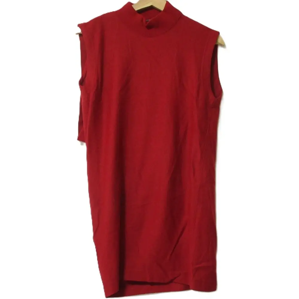 ISSEY MIYAKE イッセイミヤケ ヴィンテージ 筆タグ ノースリーブ ハイネック 変形ニットワンピース サイズ9 レッド