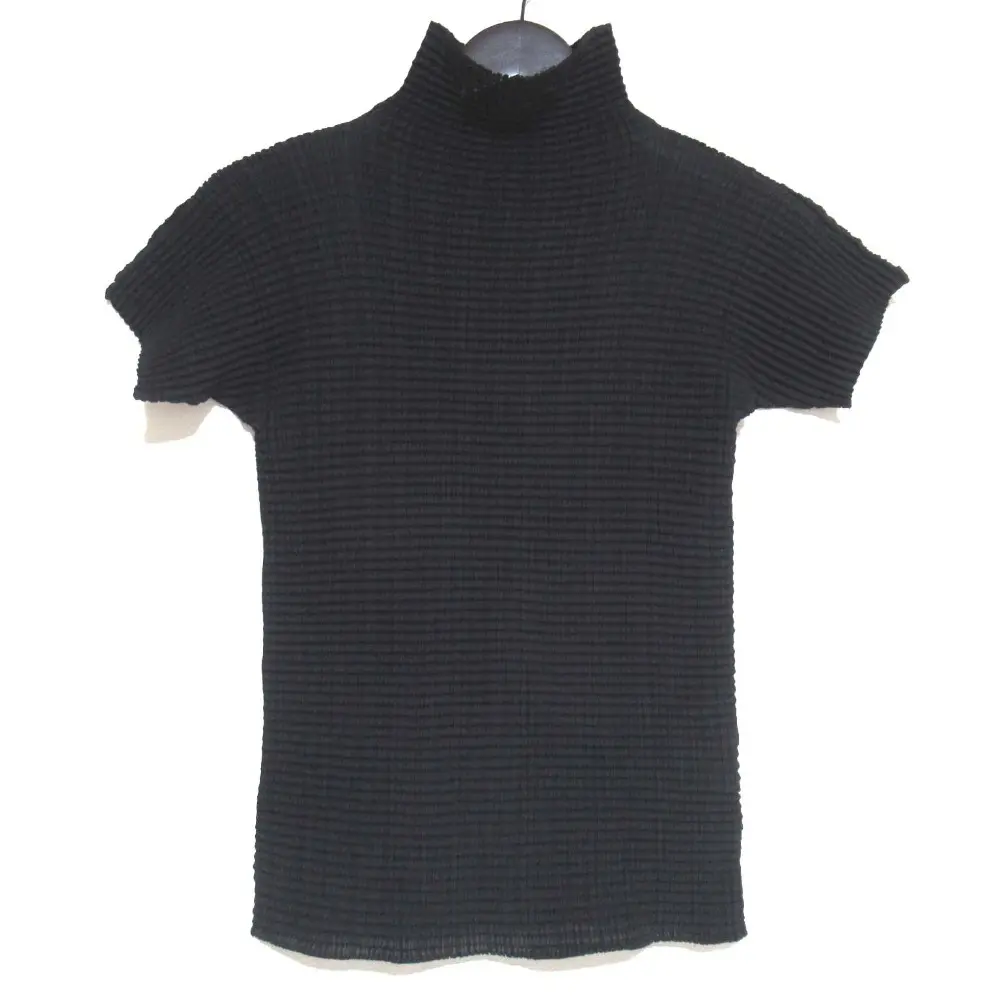 ISSEY MIYAKE イッセイミヤケ 半袖 ボックスプリーツ ハイネック カットソー IM22FJ506 サイズ2 ブラック