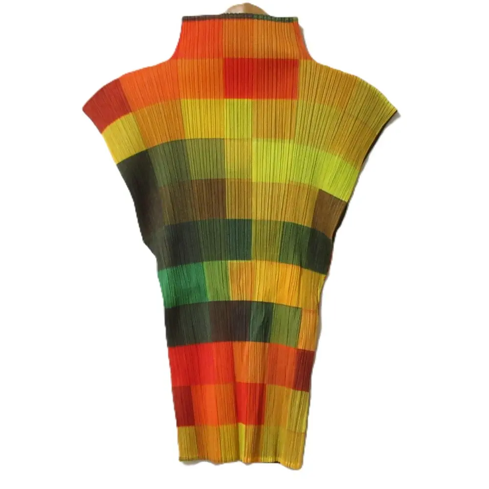 PLEATS PLEASE プリーツプリーズ イッセイミヤケ チェック柄 ハイネック ノースリーブ カットソー  PP83-JK830 3 マルチカラー