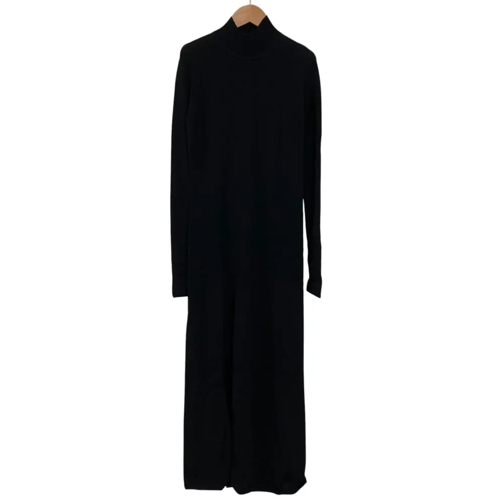 24SS ISSEY MIYAKE イッセイミヤケ ハイネック スリット ニットロングワンピース IM41KH770 サイズ2 ブラック