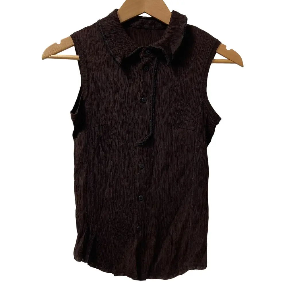 HaaT ISSEY MIYAKE ハート イッセイミヤケ プリーツ ノースリーブブラウス サイズ2 ブラウン