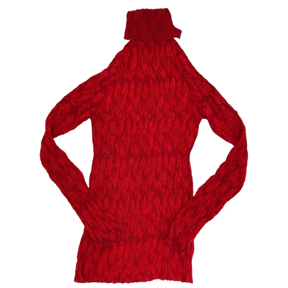 ISSEY MIYAKE イッセイミヤケ シャギータートルネックロングスリーブカットソー IM33FJ122 サイズ2  レッド
