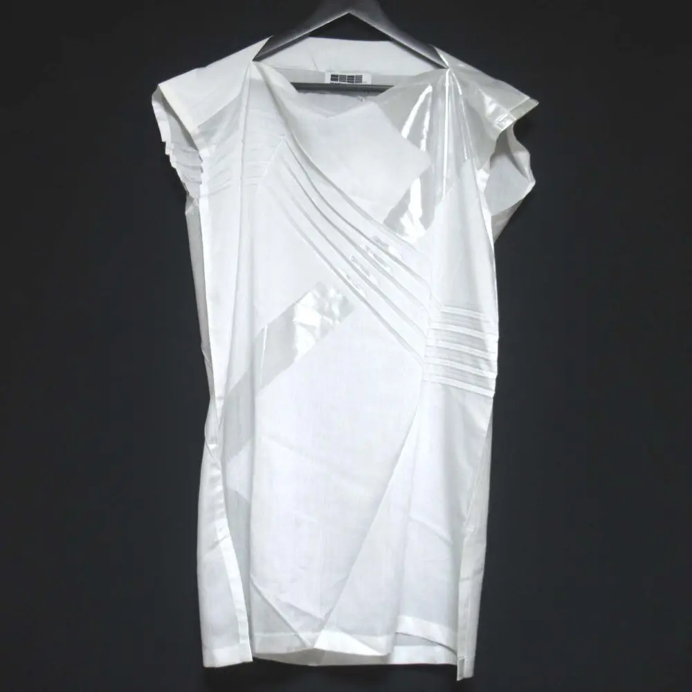 ISSEY MIYAKE イッセイミヤケ 132.5 フレンチスリーブ プルオーバー ロングブラウス サイズ3 ホワイト