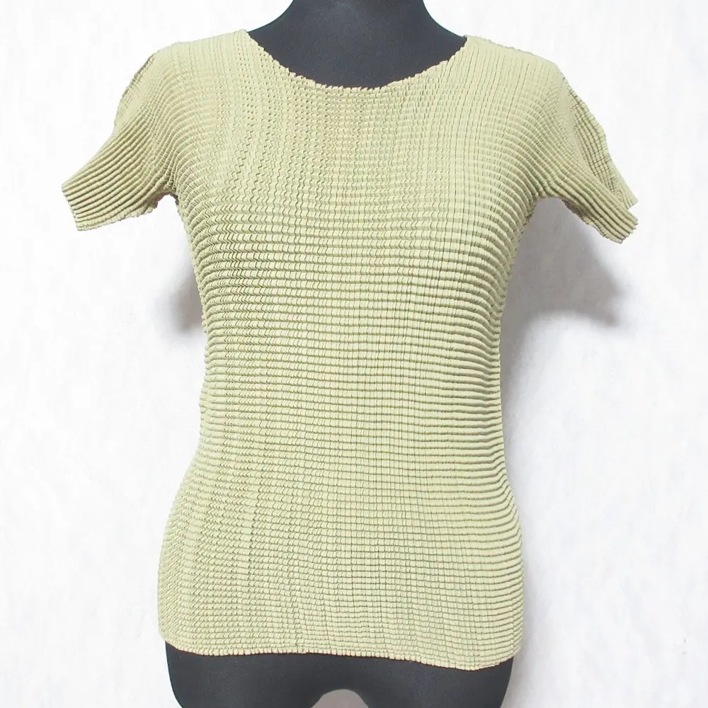 ISSEY MIYAKE PLEATS イッセイミヤケ プリーツ スクエアプリーツTシャツ カットソー IM94FT123 M カーキ