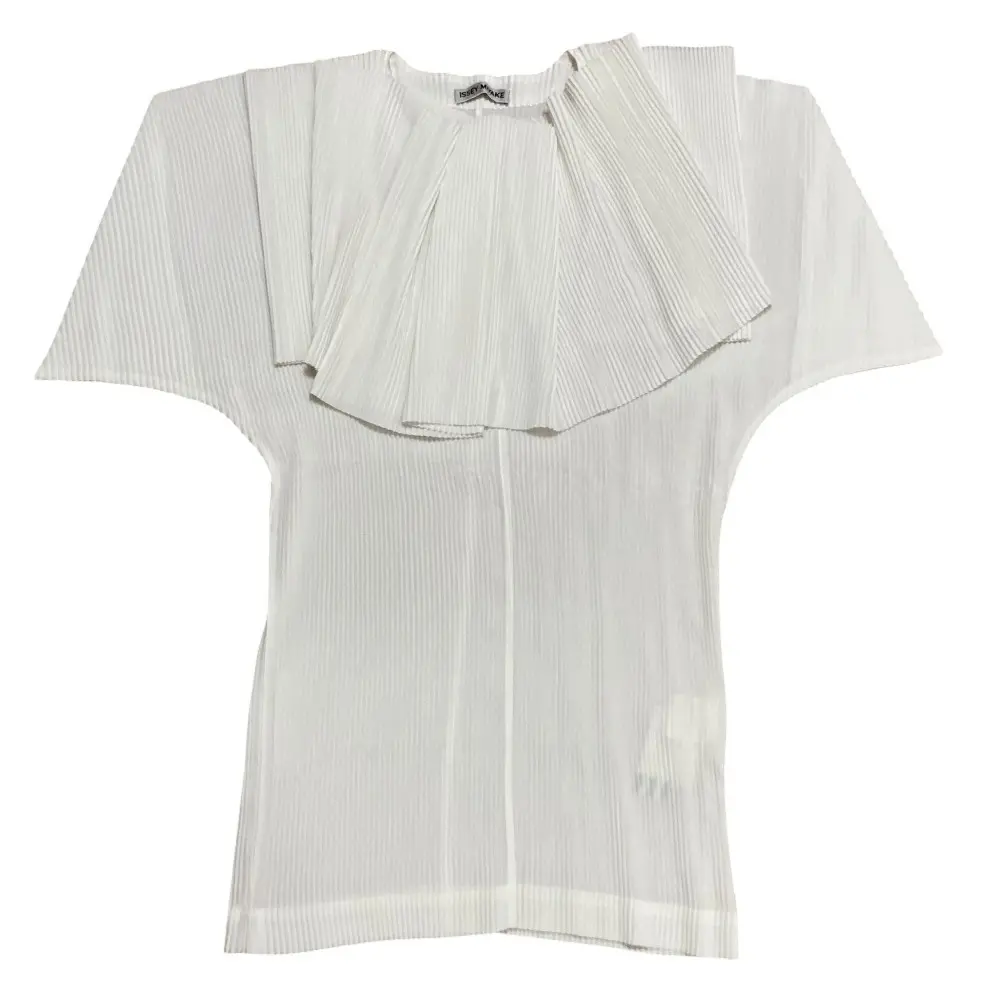 ISSEY MIYAKE イッセイミヤケ フリル ショートスリーブ カットソー IM11-FJ043 サイズL ホワイト