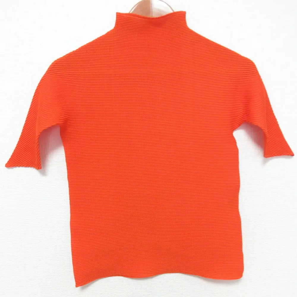 ISSEY MIYAKE イッセイミヤケ プリーツ（T.）スクエアプリーツ ハイネックTシャツ IM94FT024 サイズM オレンジ