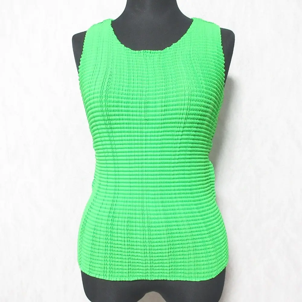 ISSEY MIYAKE イッセイミヤケ 90s ヴィンテージ スクエアプリーツ ノースリーブカットソー タンクトップ IM72-FJ540 M グリーン