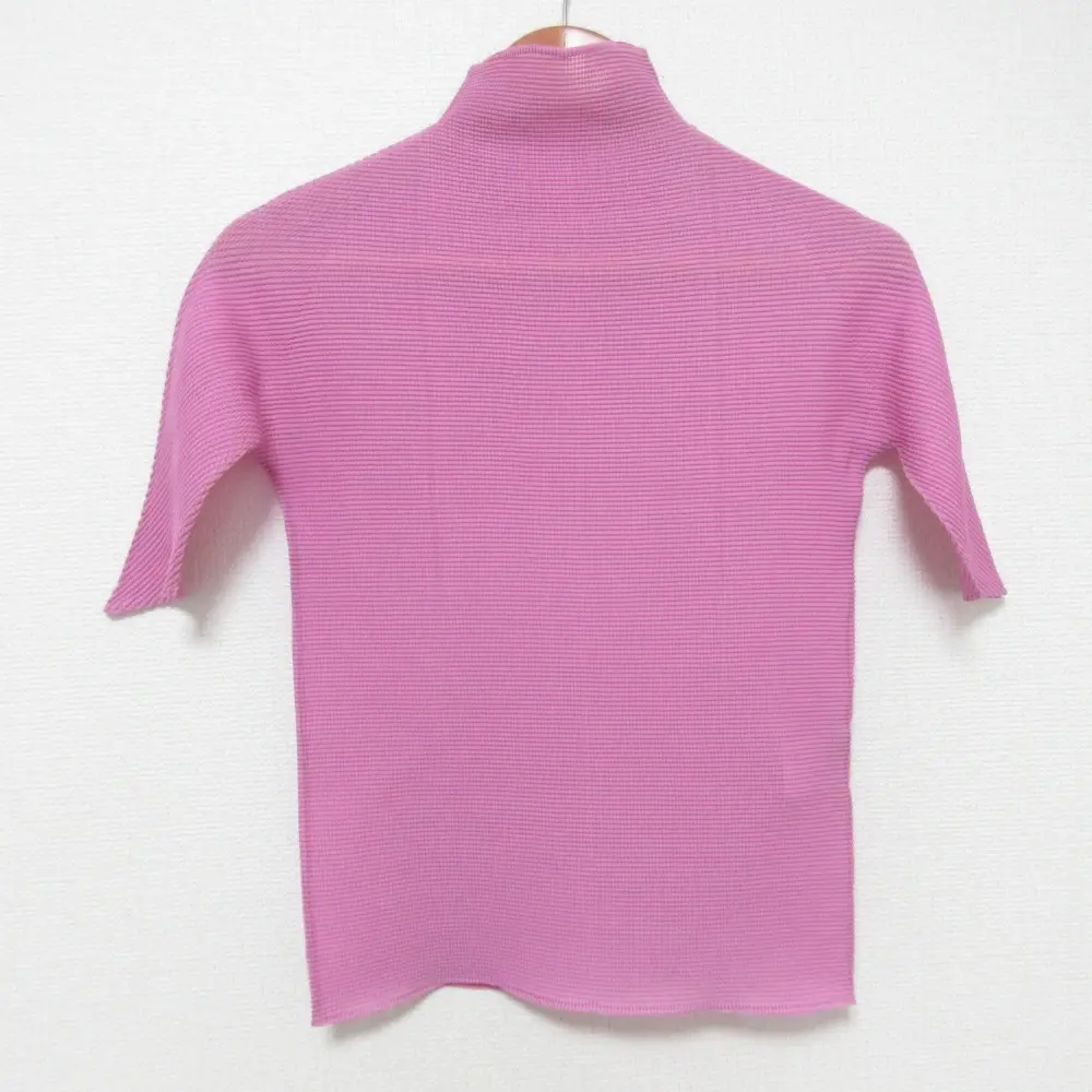 ISSEY MIYAKE イッセイミヤケ スクエアプリーツ ハイネックTシャツ IM92-FT024 サイズM ピンク