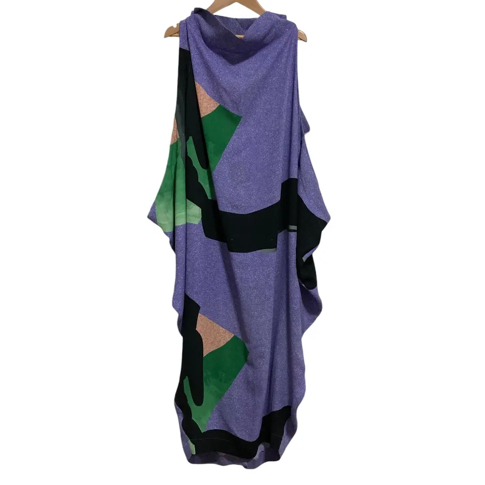 23SS ISSEY MIYAKE イッセイミヤケ ドレープ ノースリーブロングドレス ワンピース IM31FH585 size2 パープル