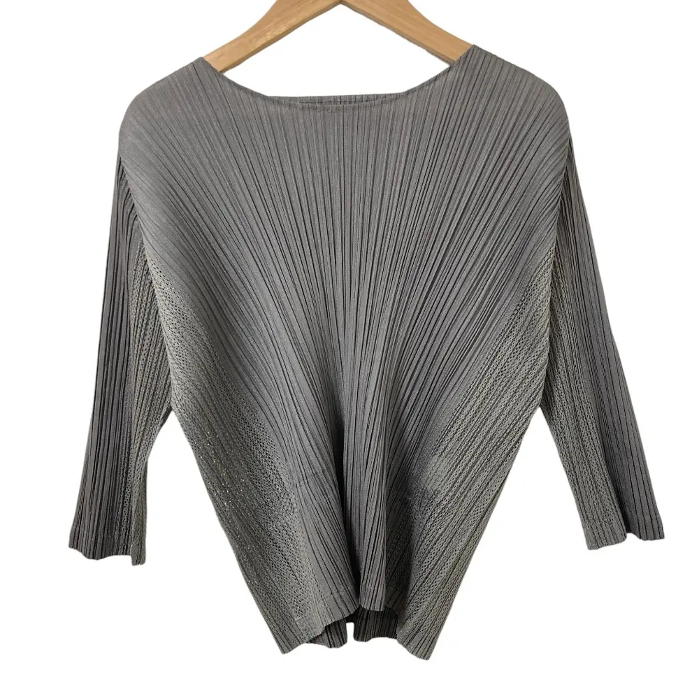 PLEATS PLEASE ISSEY MIYAKE プリーツプリーズ イッセイミヤケ FLICK サイドメッシュ カットソー PP31JK441 サイズ3 グレー