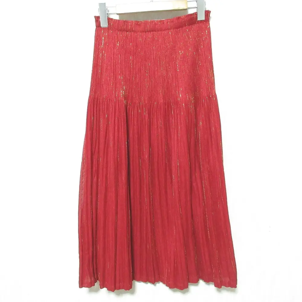 ISSEY MIYAKE イッセイミヤケ ロング ニット プリーツスカート IM93FG718 サイズ2 レッド