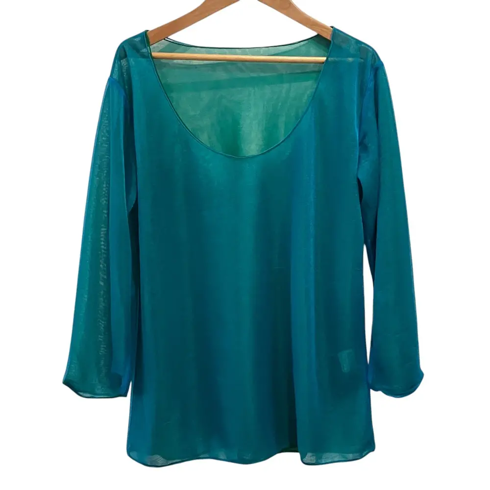 ISSEY MIYAKE イッセイミヤケ ラメシアー レイヤードカットソー IM21JK025 サイズ2 ブルー グリーン