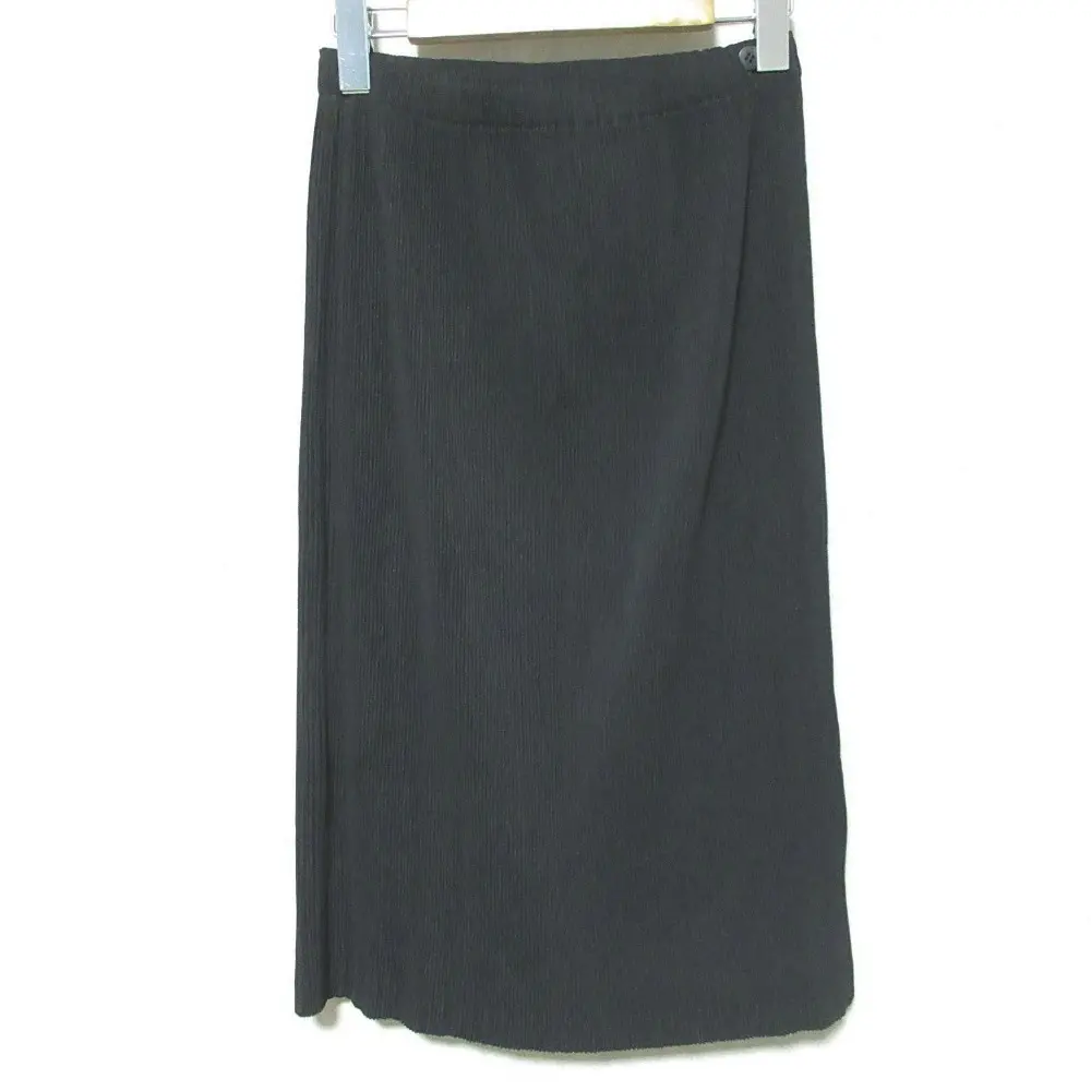 ISSEY MIYAKE イッセイミヤケ ひざ丈 プリーツラップスカート IM43FG454 サイズ2 ブラック