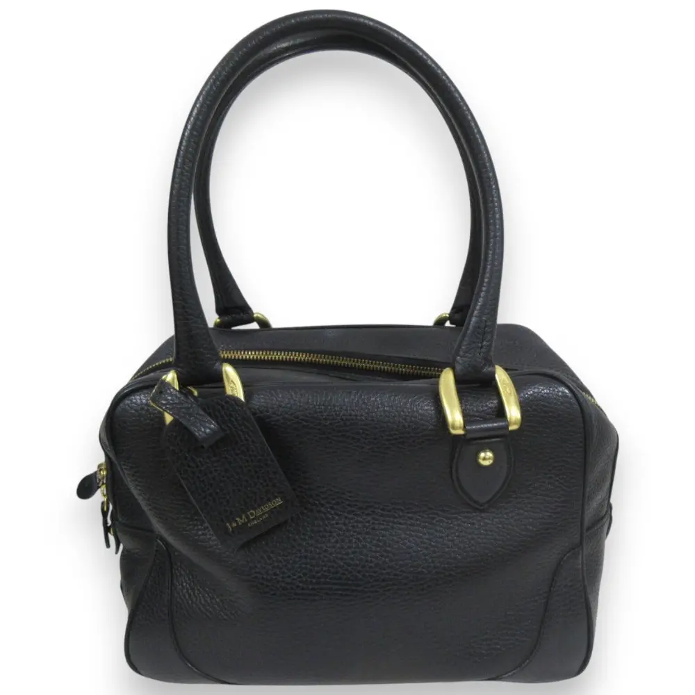 J&M DAVIDSON ジェイ&エム デヴィッドソン ミニミア レザー ボストンバッグ ハンドバッグ ブラック×ゴールド金具