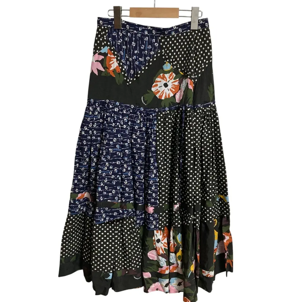 J&M DAVIDSON ジェイアンドエムデヴィッドソン マルチパターン フレア ロングスカート サイズ8 マルチカラー