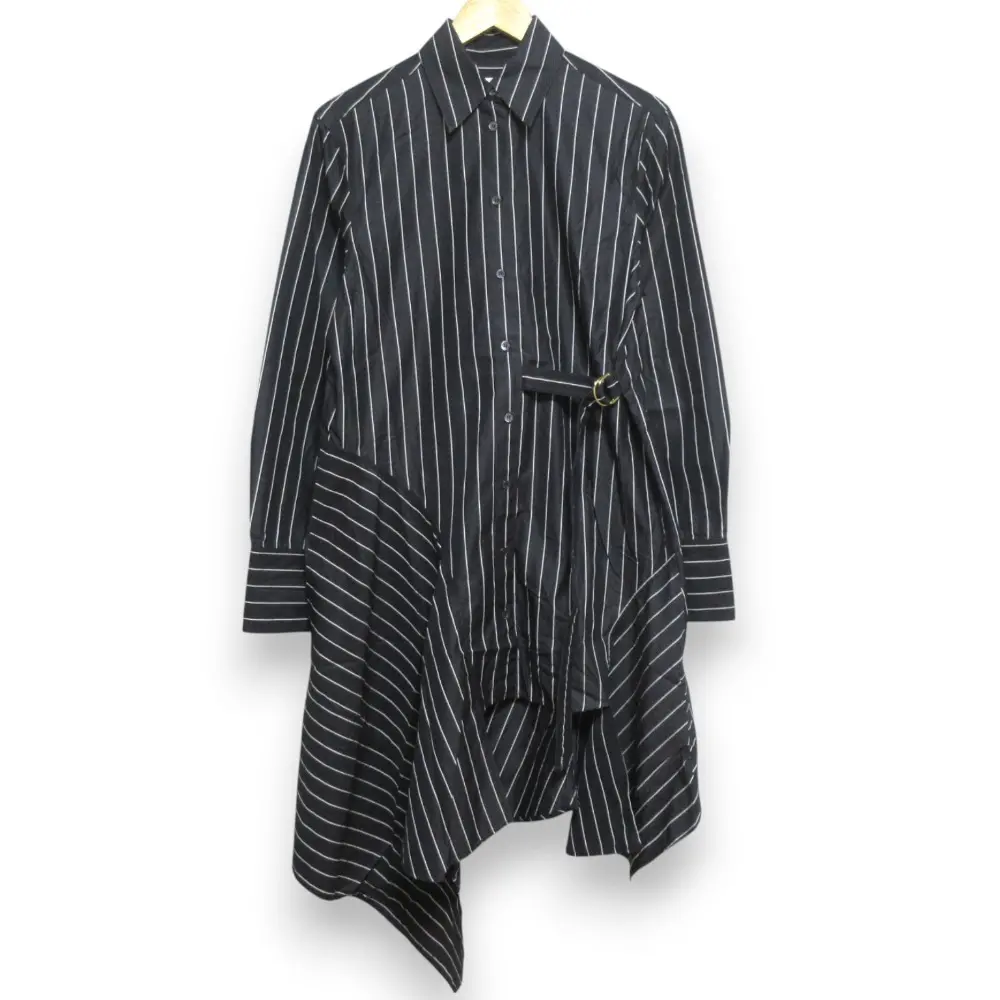 JW ANDERSON ジェイダブリューアンダーソン ストライプ 長袖 ロングシャツドレス ワンピース EU34 ブラック×ホワイト