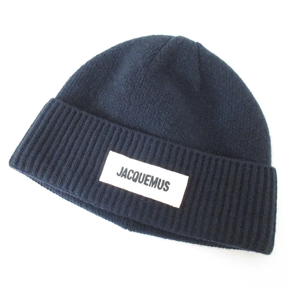 JACQUEMUS ジャックムス メリノウール ロゴ ビーニー ニットキャップ 帽子 236AC606-5088-380 サイズF ネイビー